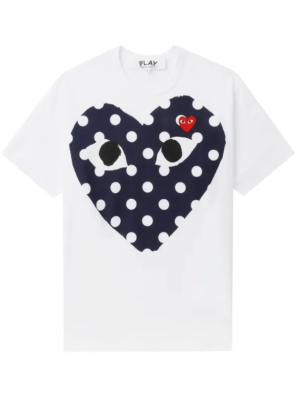 【Comme des Garcons】 Heart-print cotton-jersey T-shirt 23484307_53435000_600.jpg