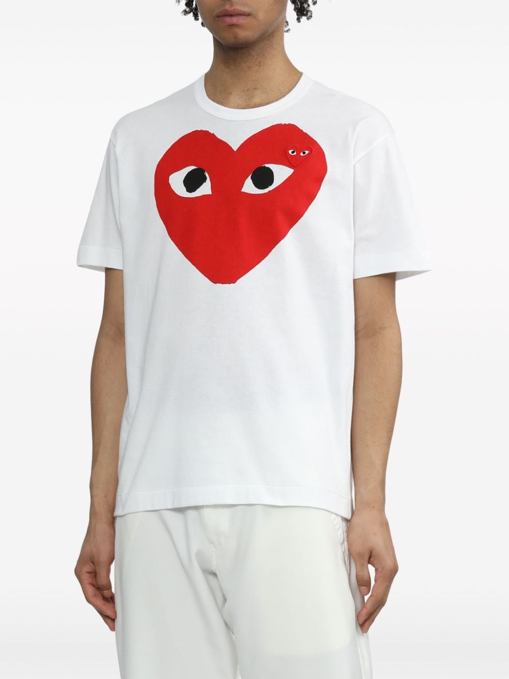 Comme Des Garçons Play Katoenen T-shirt met hart logo Wit