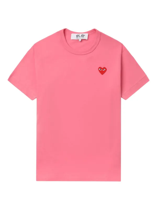 コムデギャルソン　ピンク　ロンT プレイ コムデギャルソン パステルピンク ボーダー長袖Tシャツ