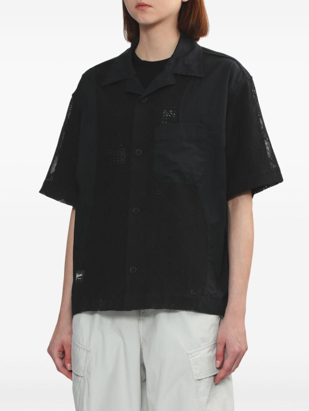 Shop Five Cm Geometric-pattern Cotton Shirt In Black