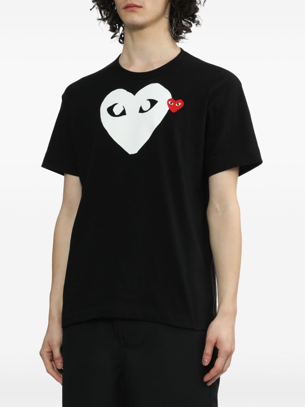 Comme Des Garçons Play Katoenen T-shirt met hart logo Zwart