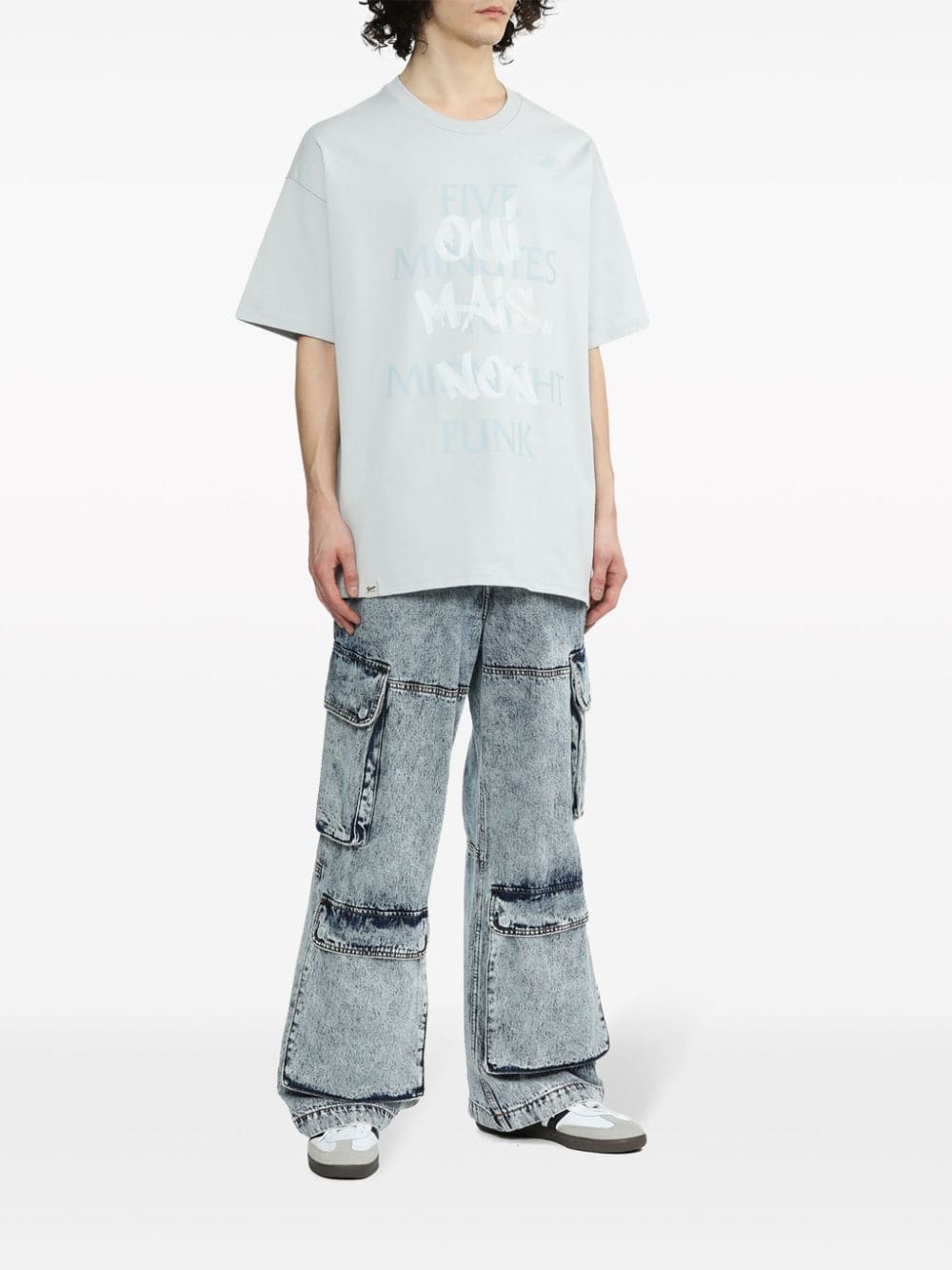 Shop Five Cm Slogan-print Cotton T-shirt In Grey