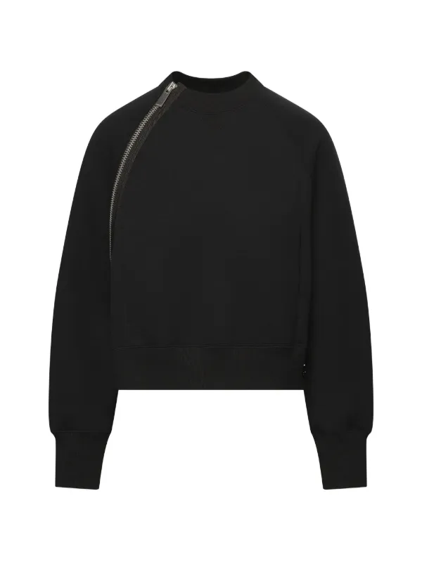 Sacai S Sponge Asymmetric-zip Sweatshirt in Black