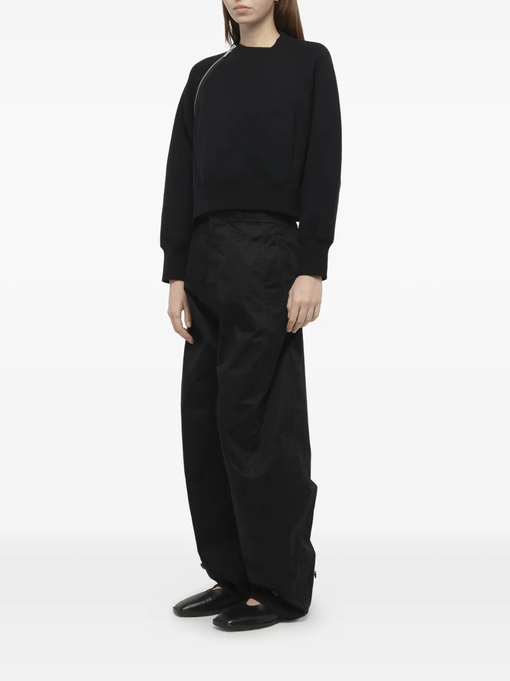 sacai S Sponge sweater met asymmetrische rits Zwart
