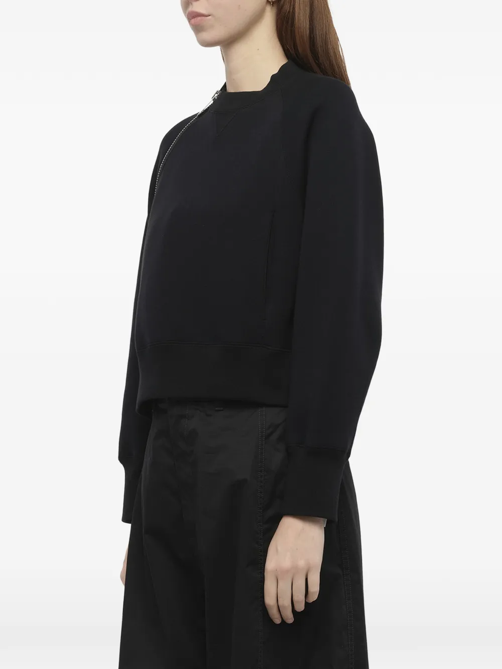 sacai S Sponge sweater met asymmetrische rits Zwart