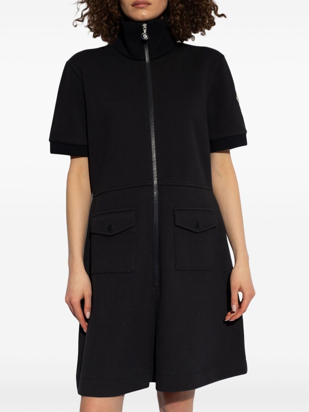 Shop Moncler A-line Piqué Dress In Black