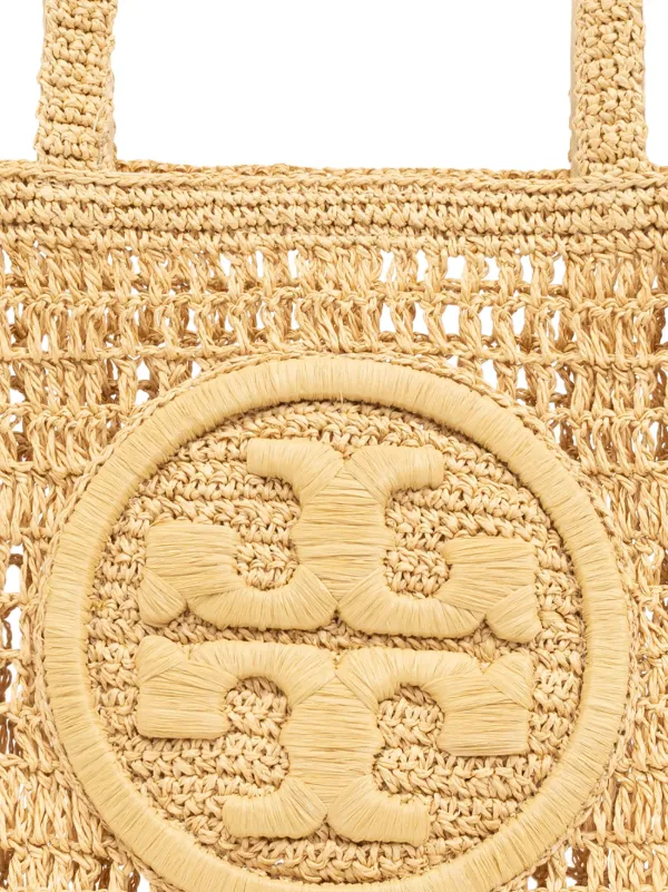 Tory Burch Small Ella Crochet Tote Bag Neutrals FARFETCH IE