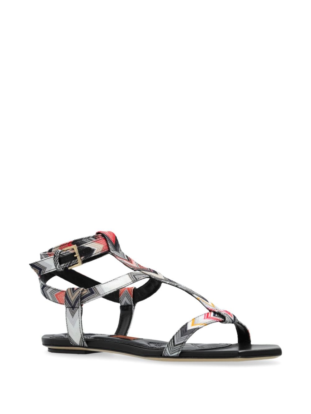 Shop Missoni Zigzag-woven Caged Sandals In Black