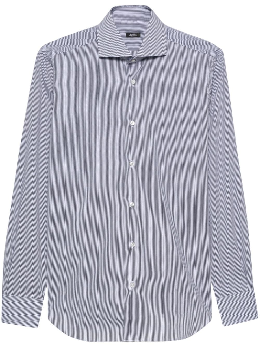 Barba Striped Cotton Shirt In Blue