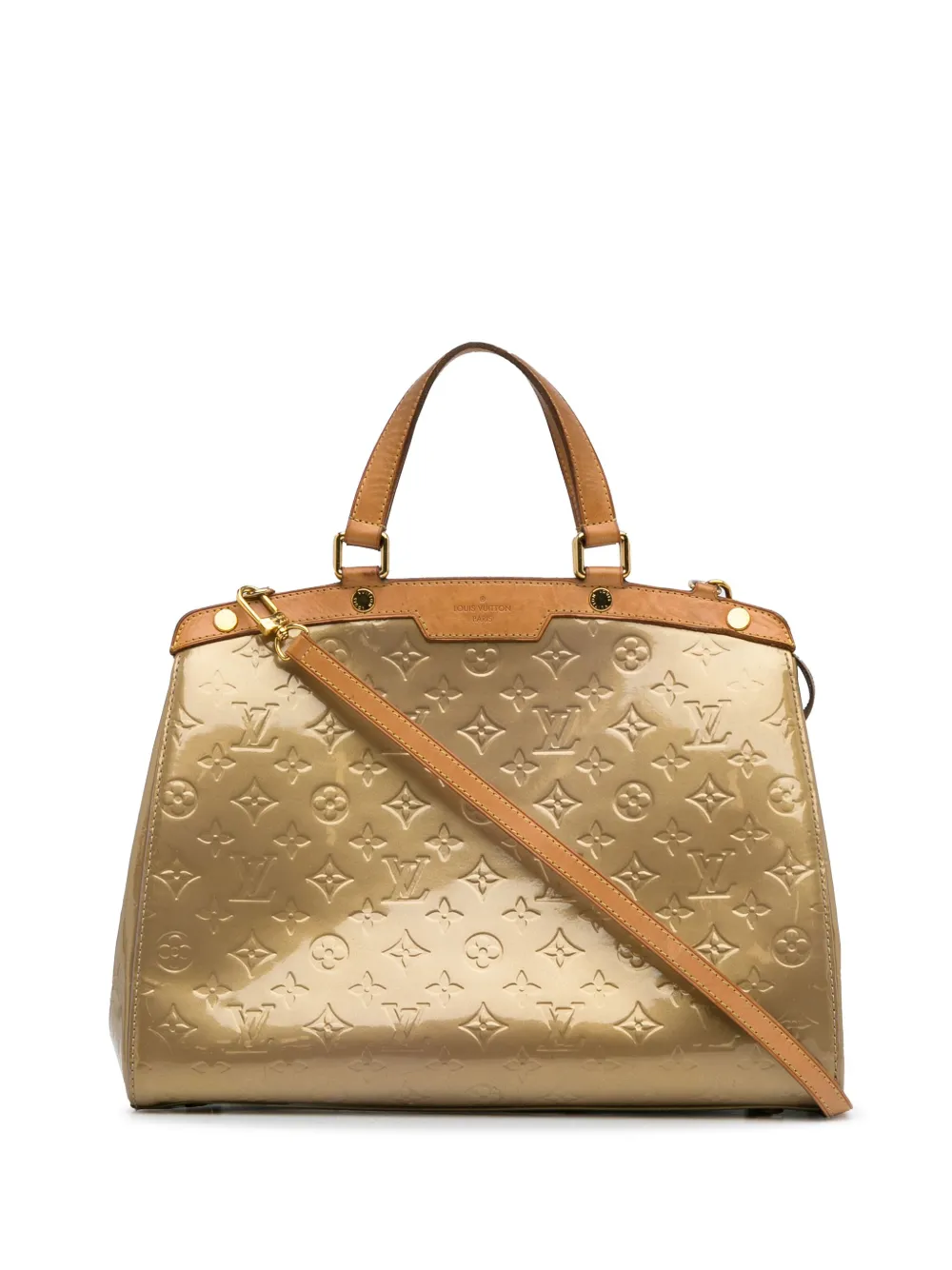 Pre-owned Louis Vuitton 2012   Monogram Vernis Brea Gm Satchel In Brown