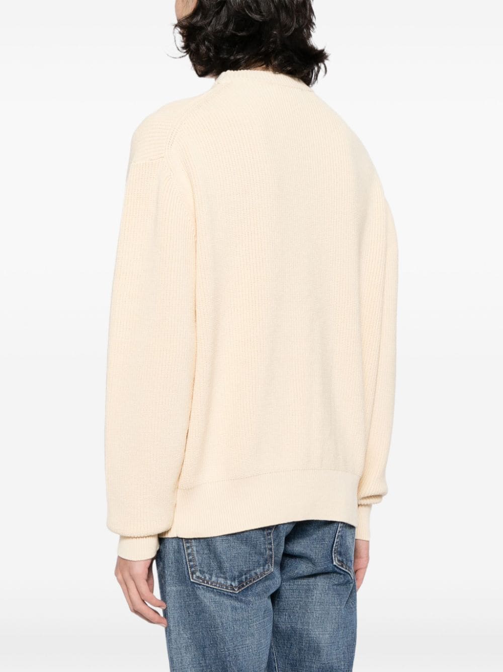 Shop Maison Kitsuné Signature Fox Embroidery Knitted Jumper In Neutrals