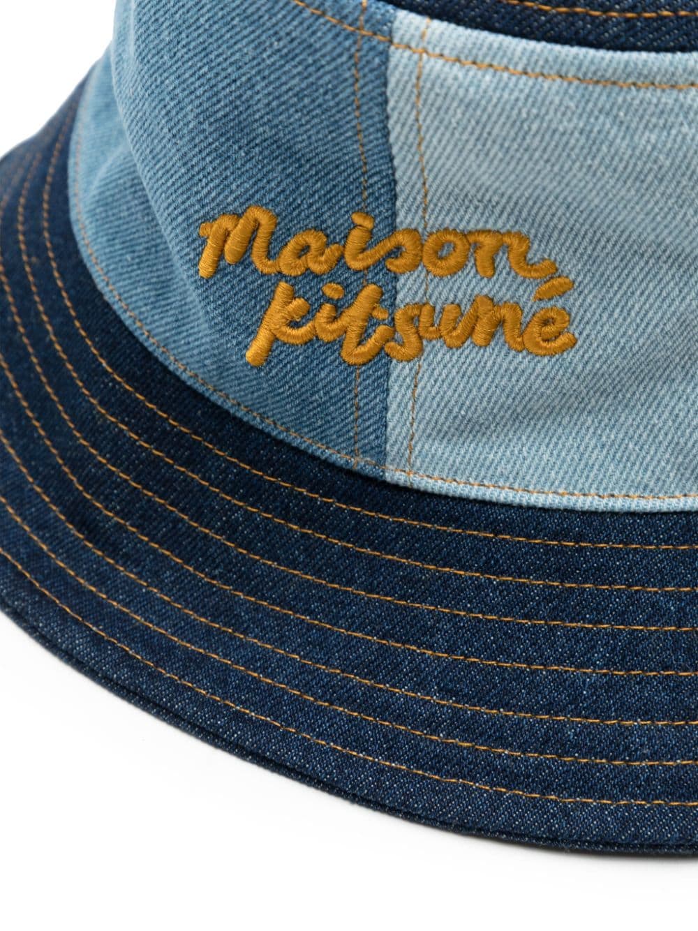 Image 2 of Maison Kitsuné logo-embroidered denim bucket hat