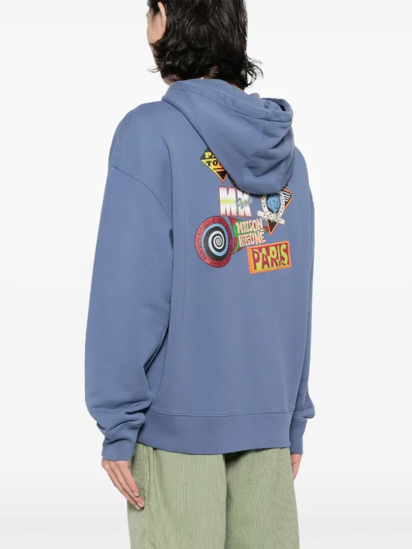 ☆関税込み☆【MAISON KITSUNE】BLUE COTTON HOODIE CHILLAX PATCH REGULAR HOODIE | Maison Kitsuné