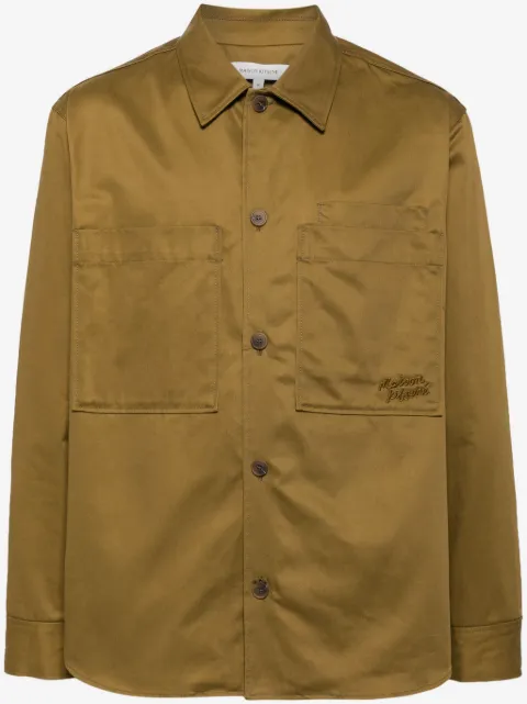 Maison Kitsuné logo-embroidered cotton shirt 