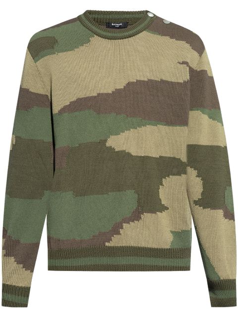 Balmain camouflage-pattern cotton jumper Men