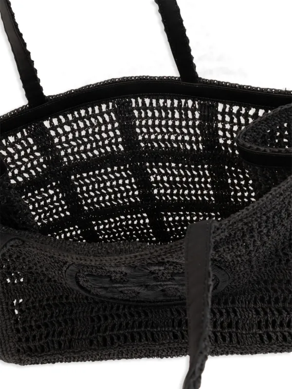 Tory Burch Large Ella Crochet Tote Bag | Black | FARFETCH