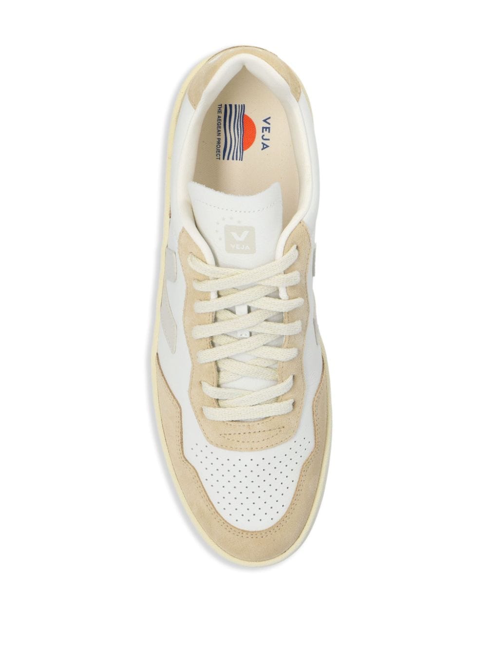 Shop Veja V-90 Leather Sneakers In White