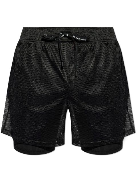 Balmain layered mesh swim shorts Men