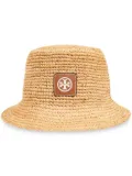Tory Burch logo-appliqué raffia sun hat - Neutrals