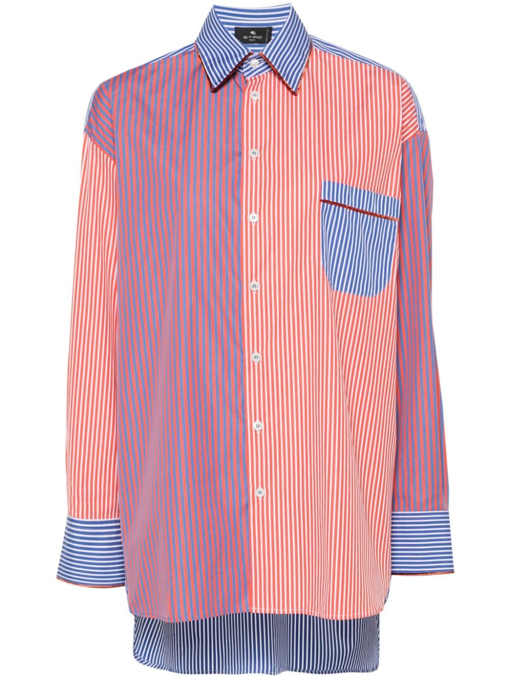 Shop Etro Stripe-pattern Cotton Shirt In Orange