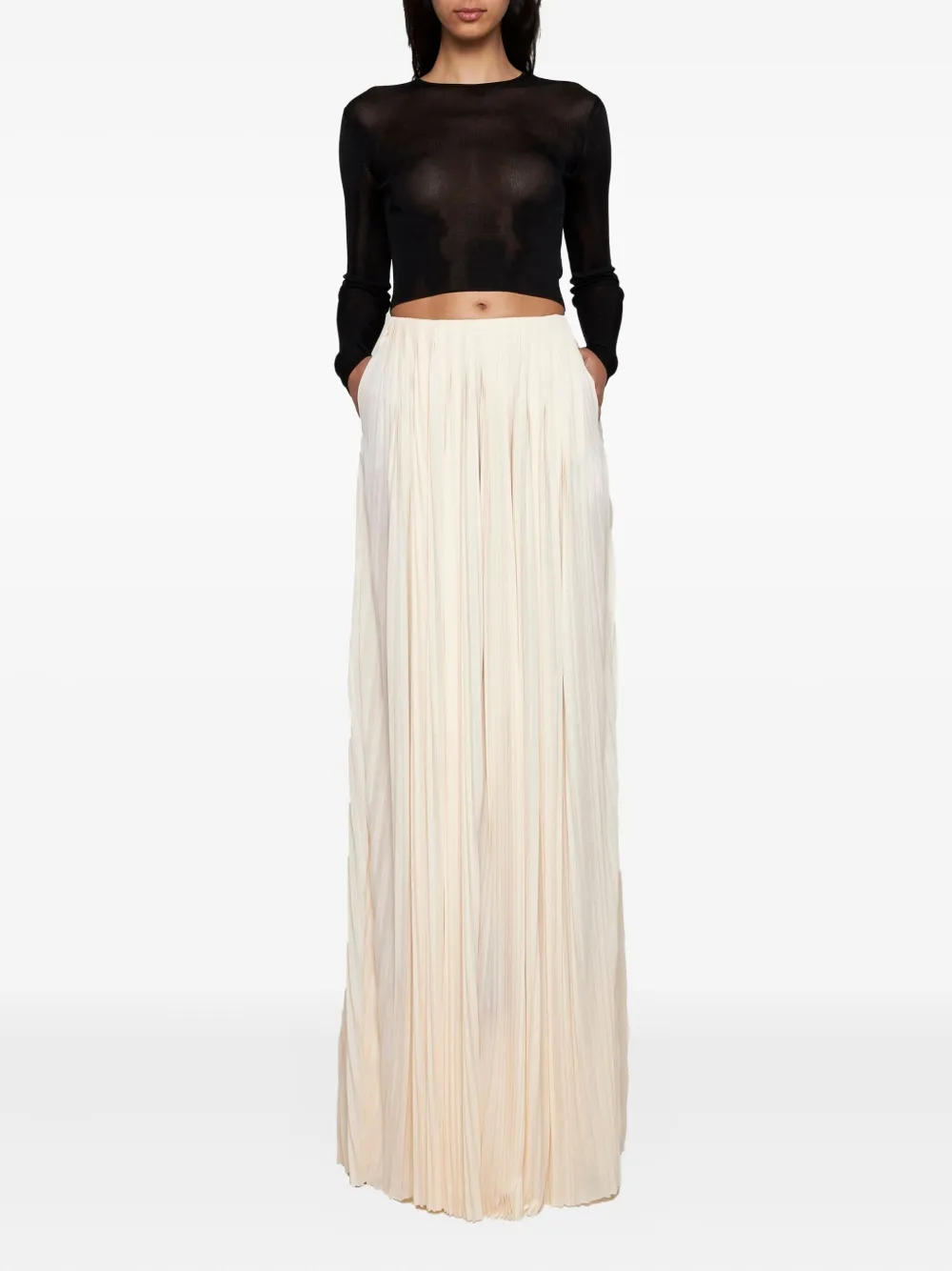 Saint Laurent pleated maxi skirt Beige