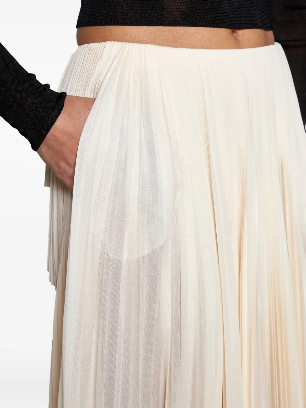 Saint Laurent pleated maxi skirt Beige