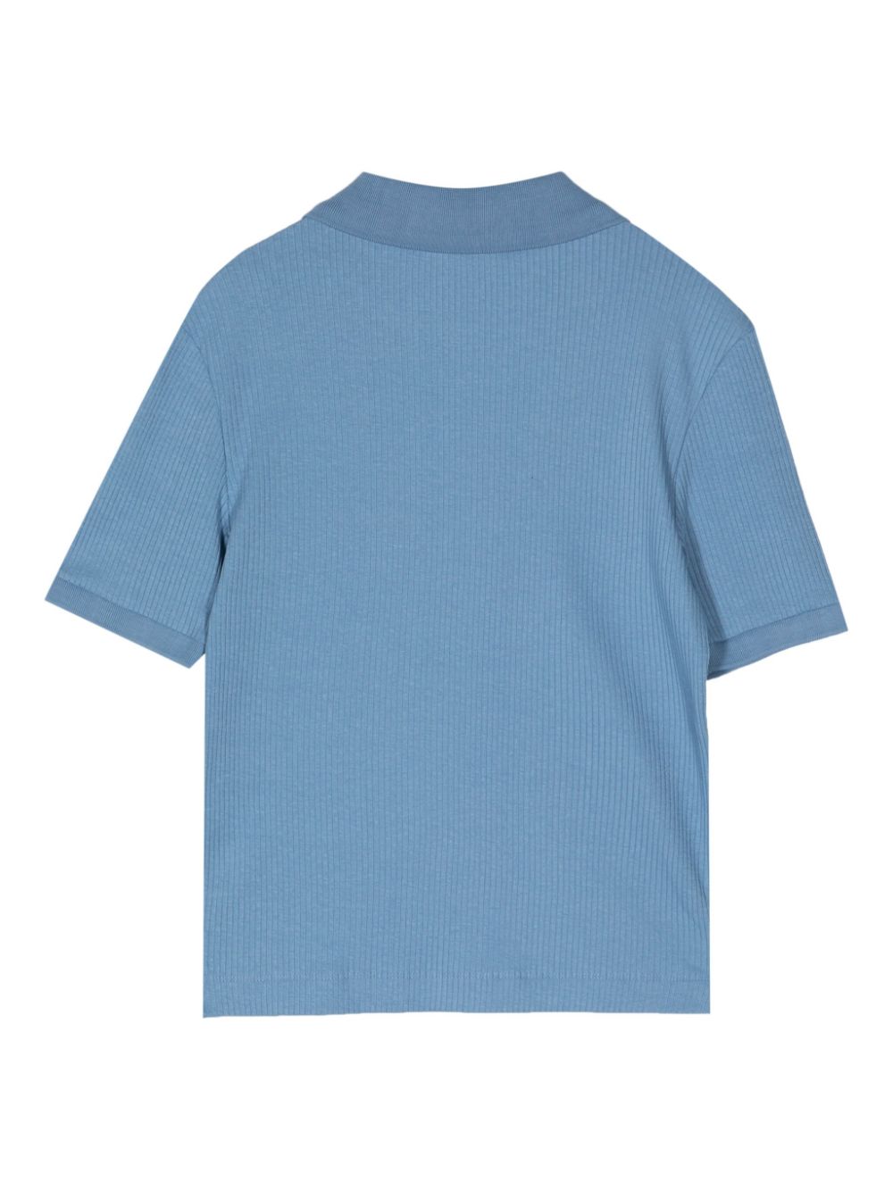 Shop Maison Kitsuné Baby Fox-embroidered Fine-ribbed Polo Shirt In Blau