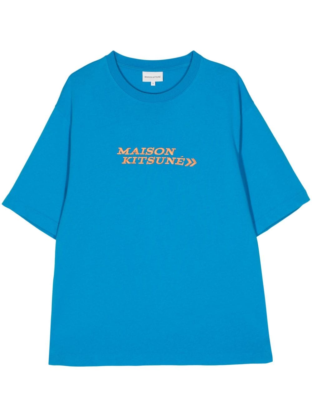 Maison Kitsuné Go Faster-print Cotton T-shirt In Blue