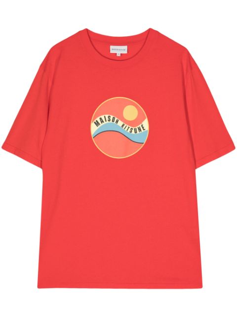 Maison Kitsune Pop Wave-print cotton T-shirt Men