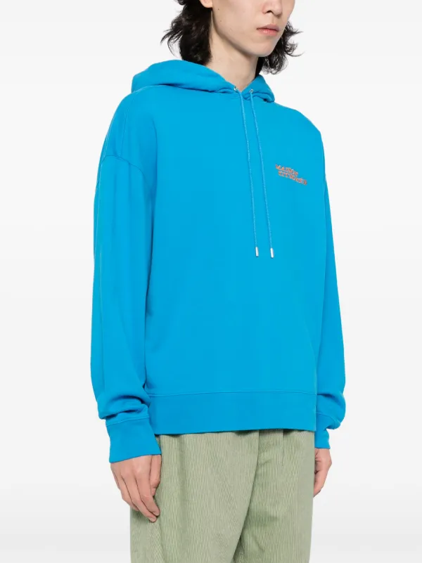Maison Kitsuné embroidered-logo Cotton Hoodie | Blue | FARFETCH OM