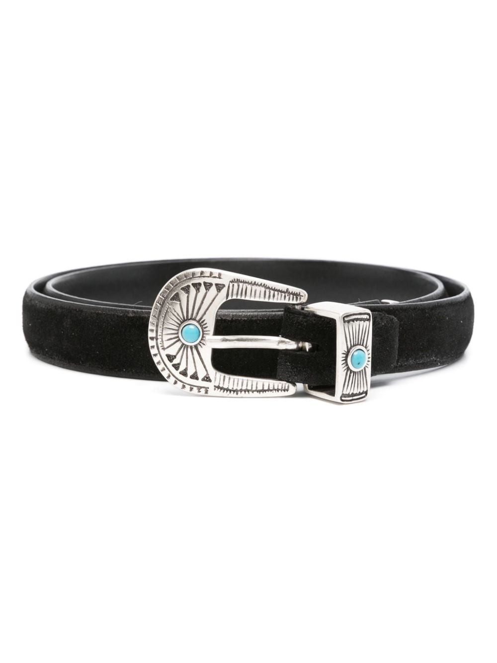 Shop Eraldo Engraved-detail Suede Belt In Black