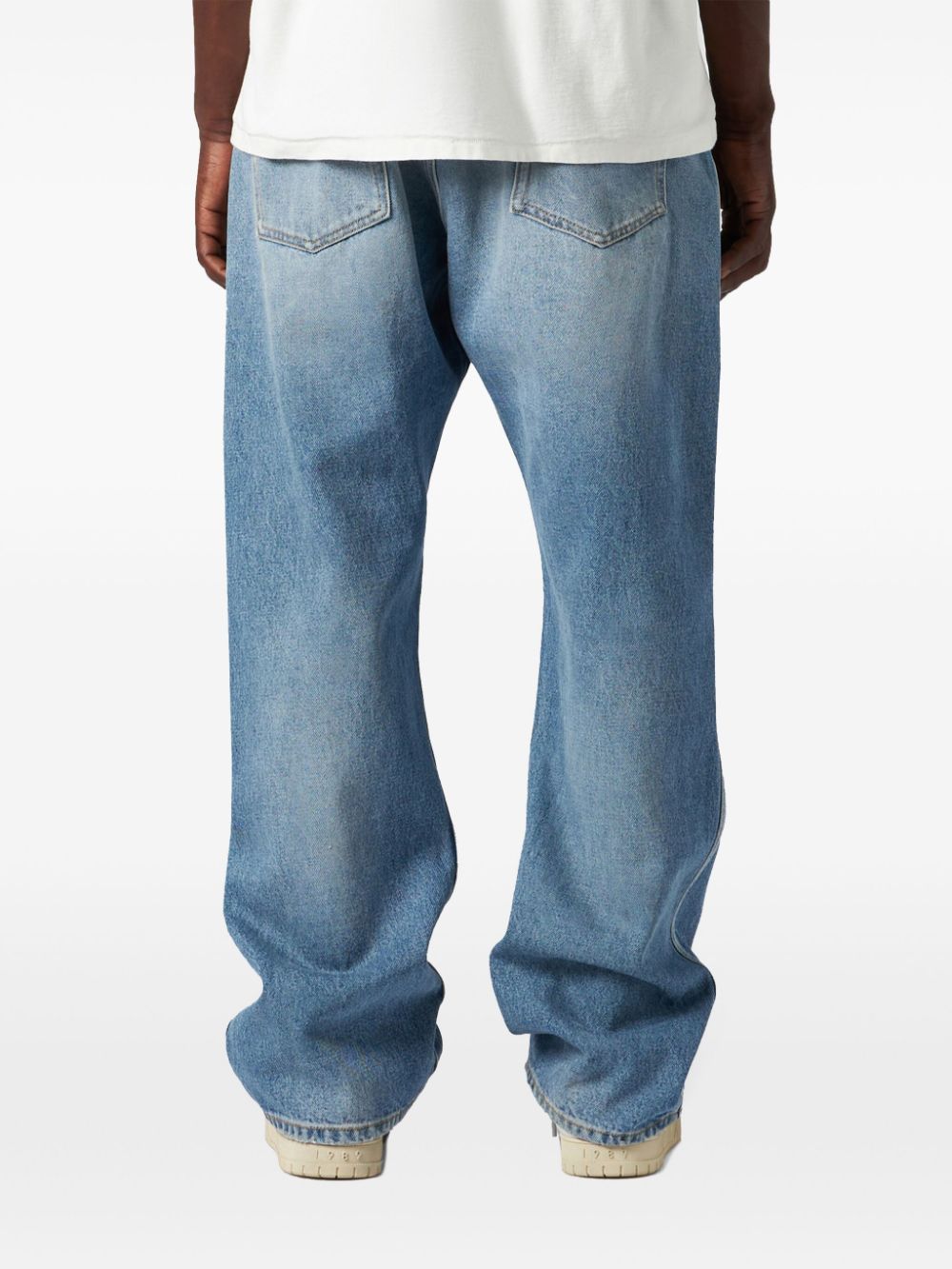 Shop 1989 Studio Tape-print Straight-leg Jeans In Blau