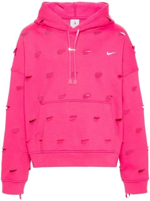 Nike Swoosh-cut out jersey hoodie