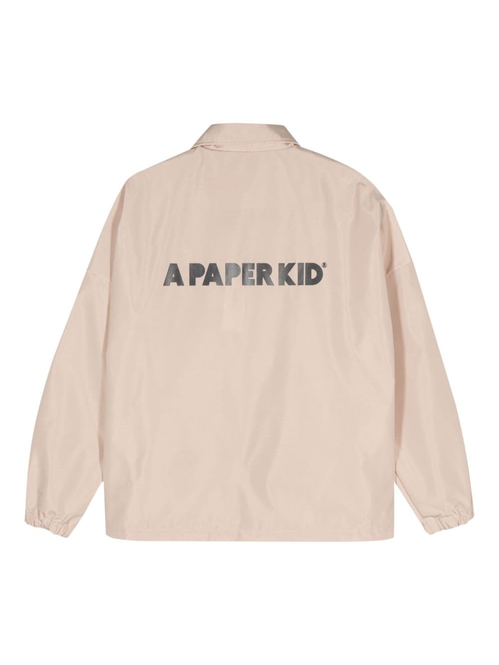 A Paper Kid logo-print press-stud shirt jacket - Beige