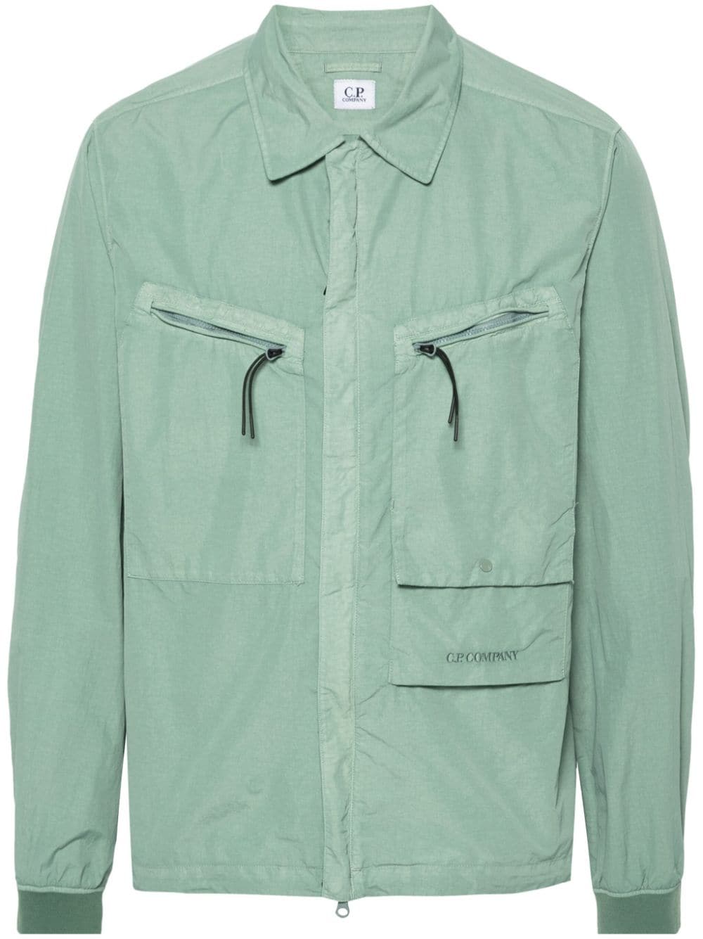 C.p. Company Logo-embroidered Shirt Jacket In Green