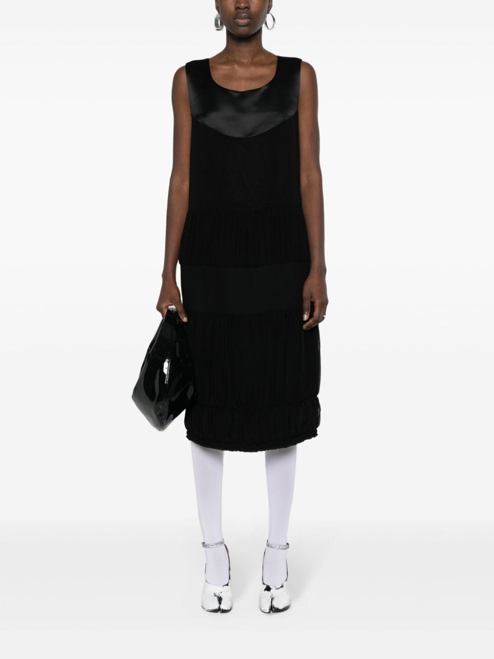 Shop Comme Des Garçons Pleat-detail Dress In Black