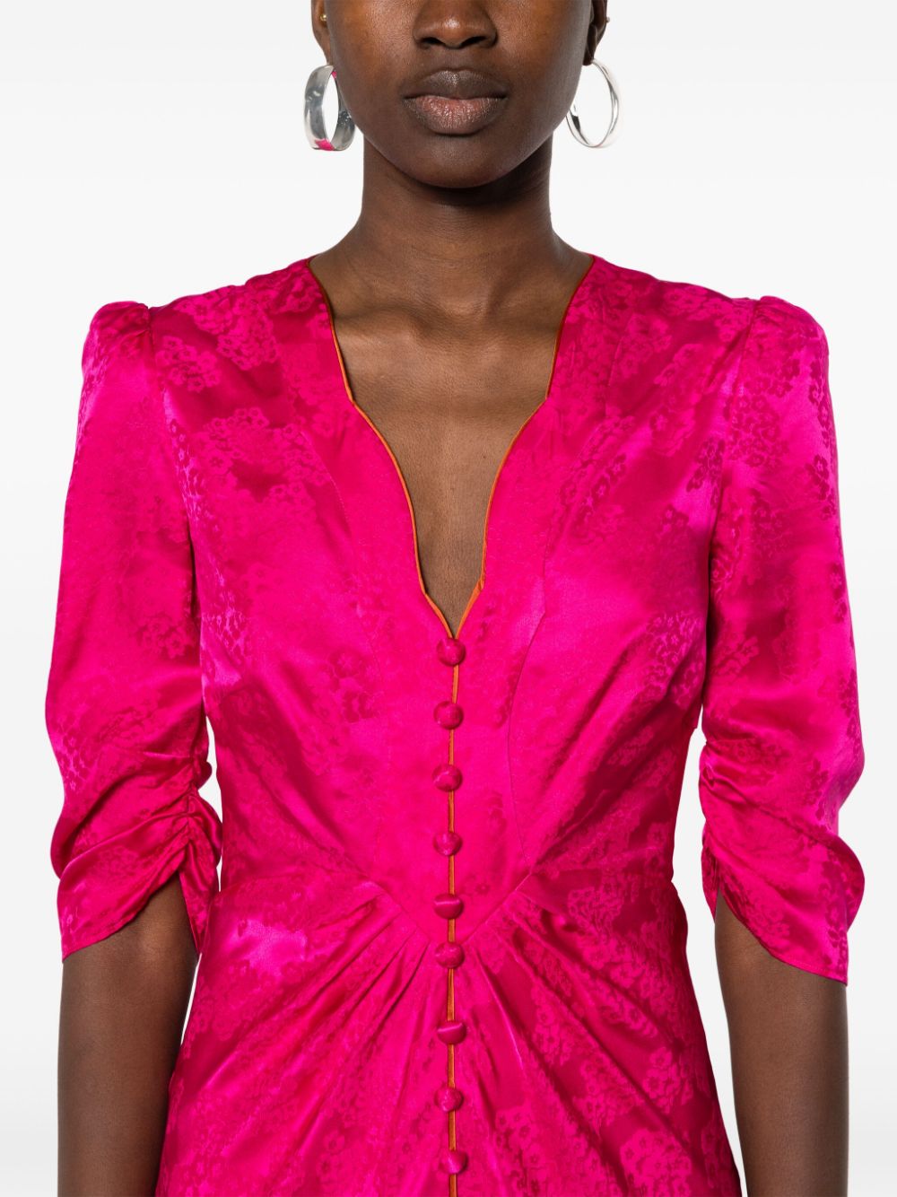Shop Saloni Floral-print Silk Maxi Dress In Pink