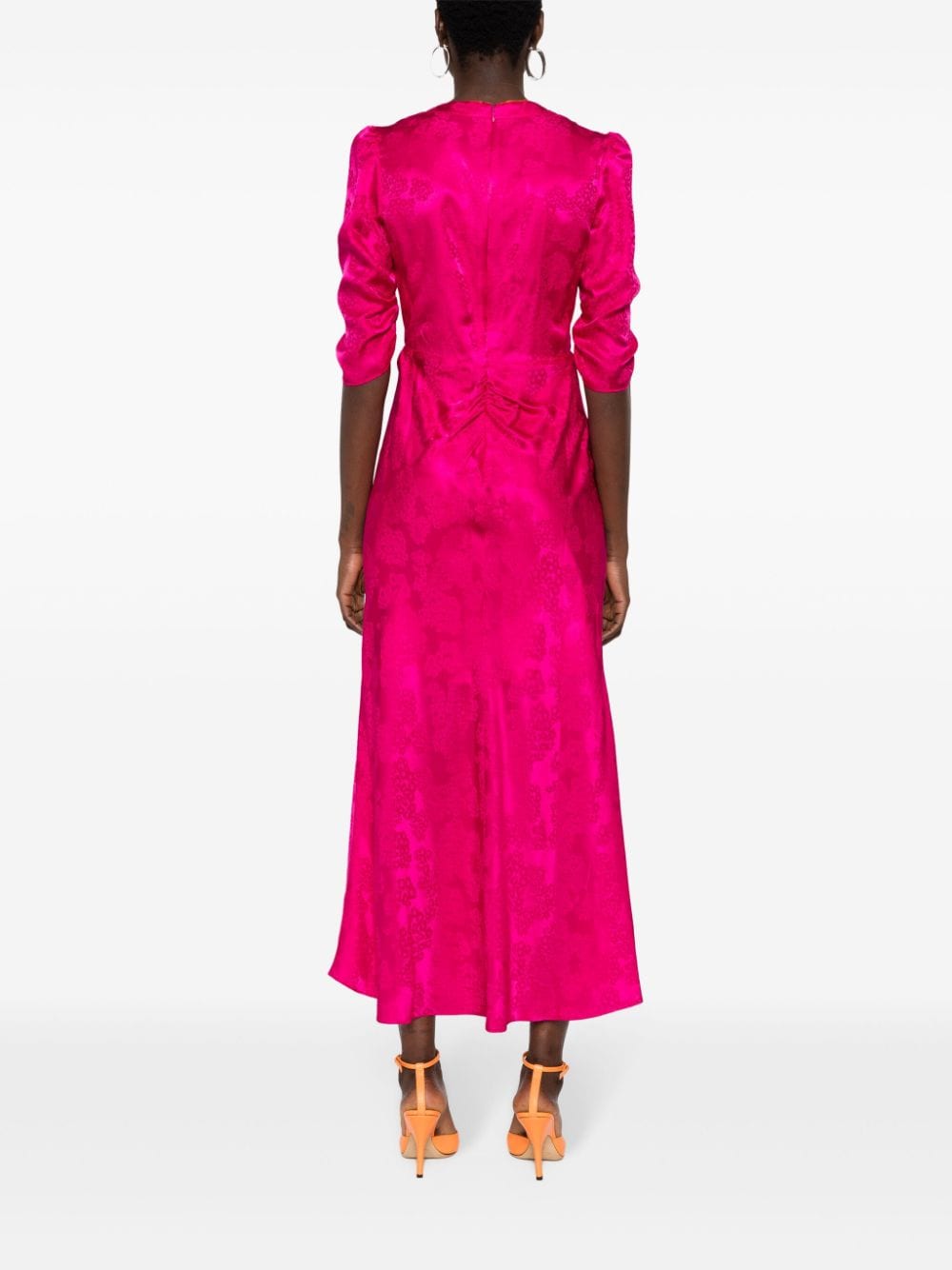 Shop Saloni Floral-print Silk Maxi Dress In Pink