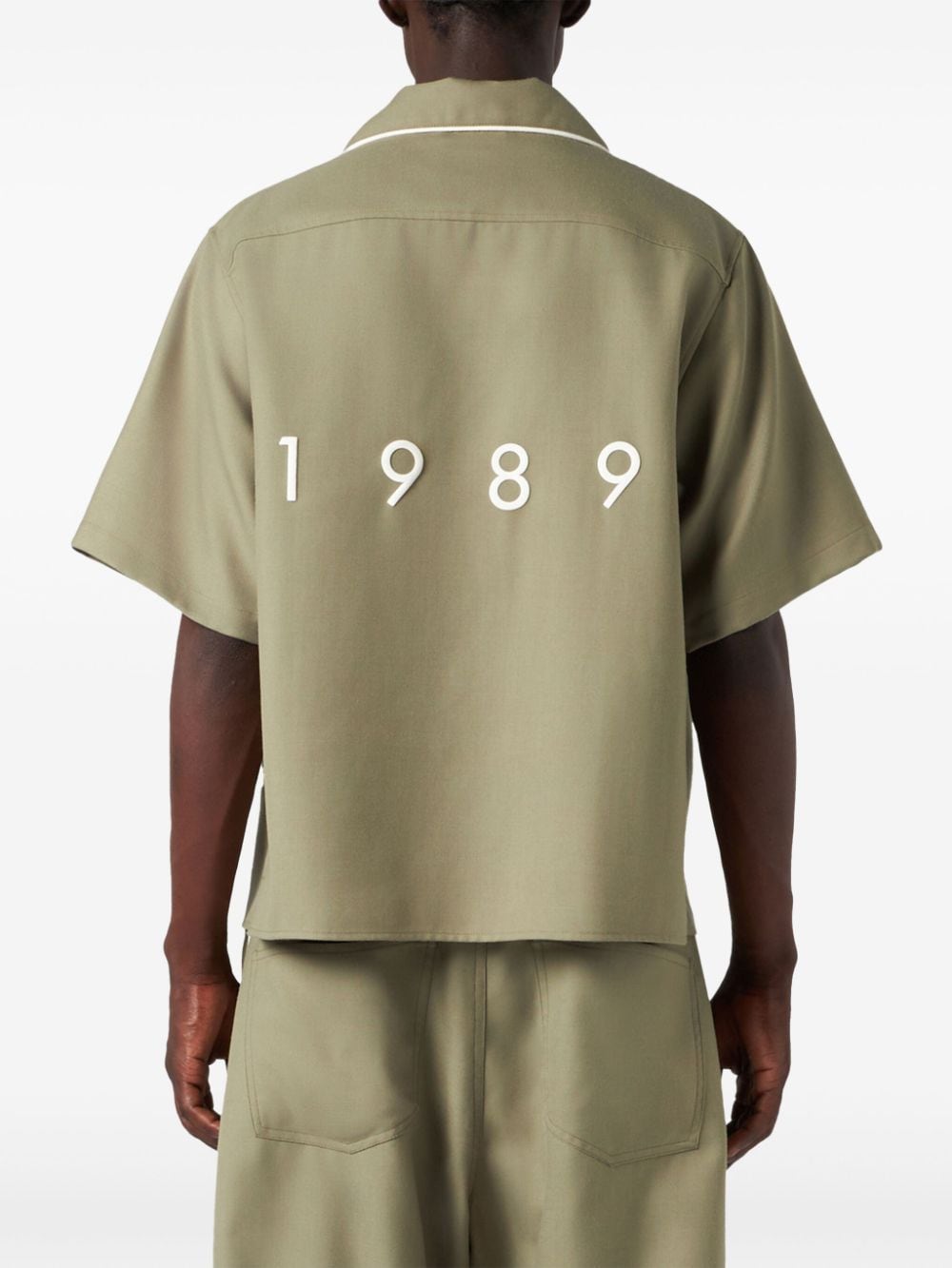 Shop 1989 Studio Logo-print Contrast-trim Shirt In Green