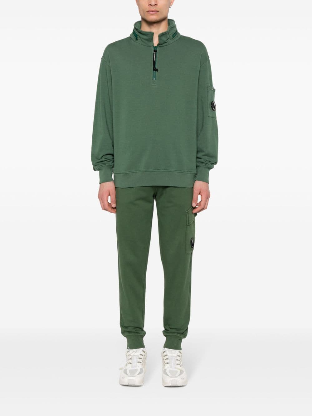 Shop C.p. Company Lens-detail Cotton Track Pants In Green