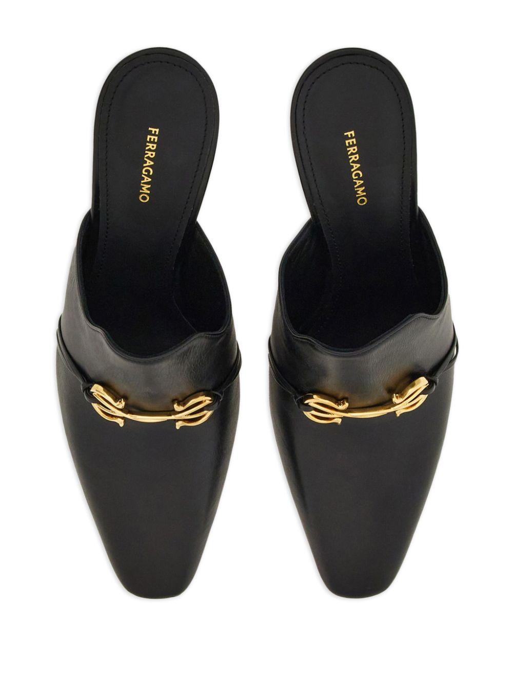 Ferragamo Gancini leather mules Black