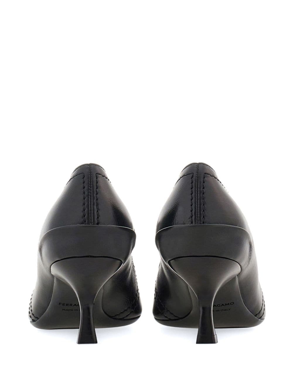 Shop Ferragamo Vara Buckle Kitten-heel Loafers In Black