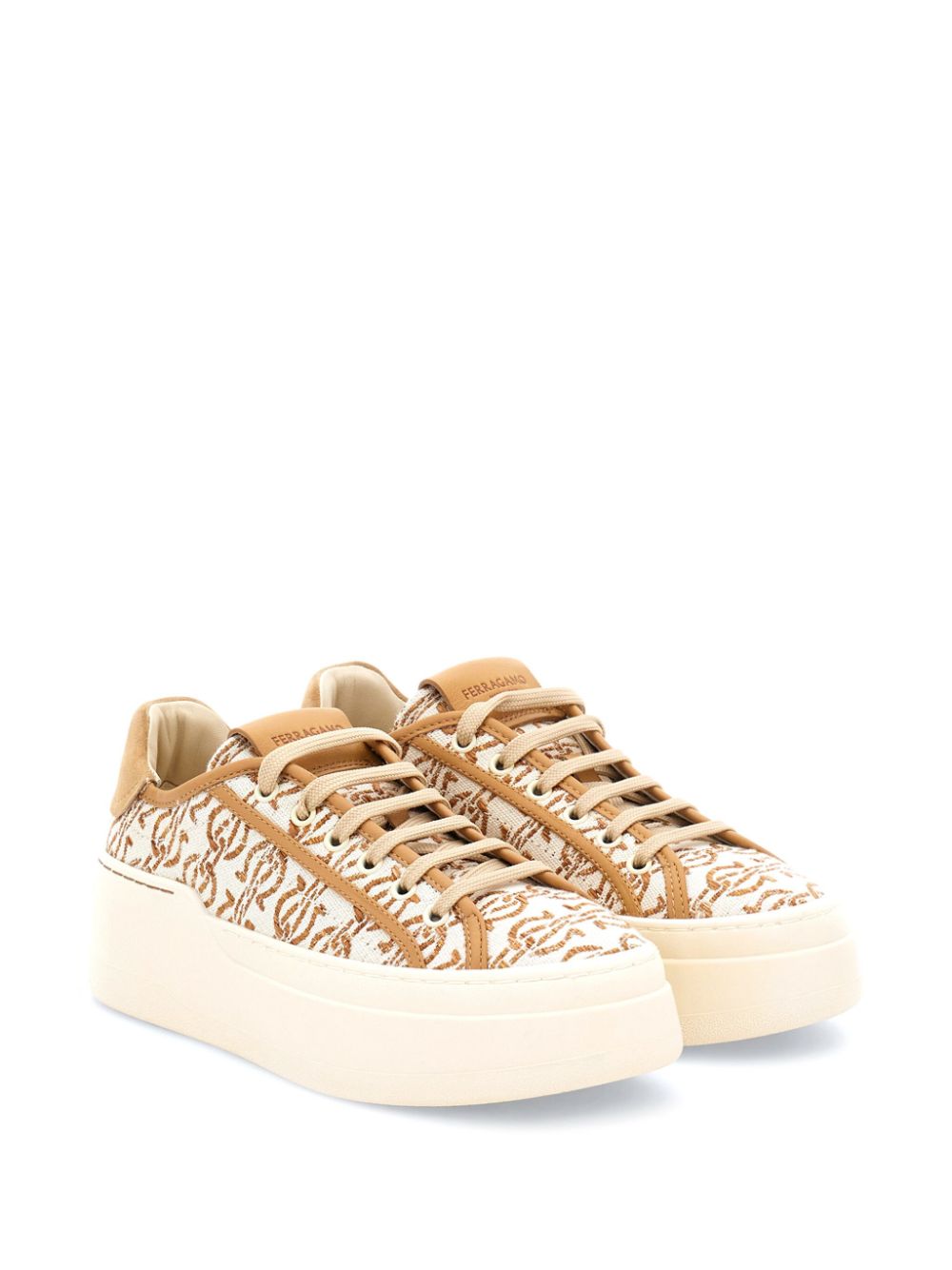 Ferragamo patterned-jacquard platform sneakers - Neutrals