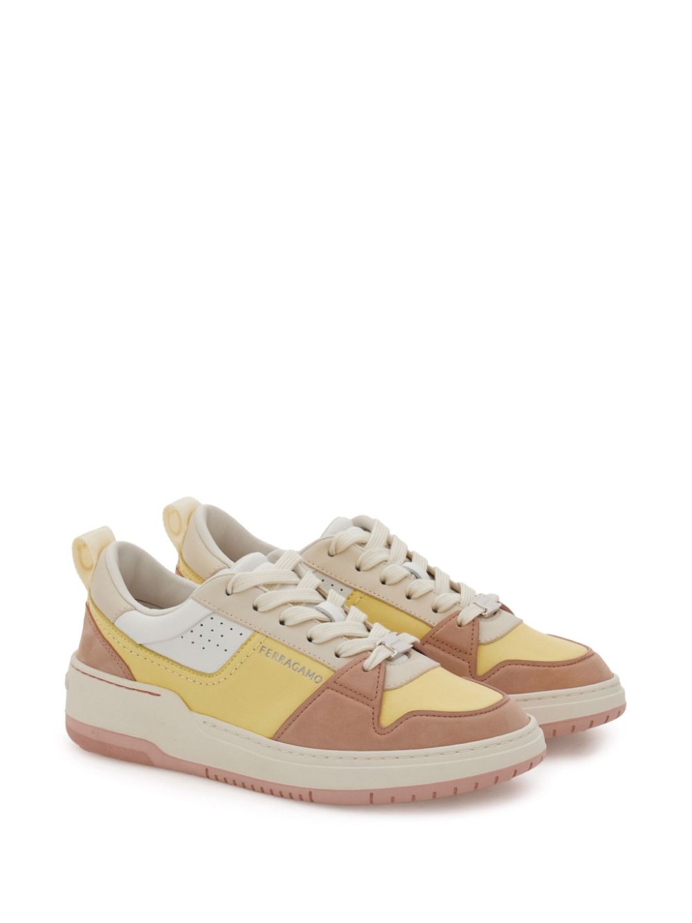 Ferragamo contrast-panel leather sneakers - Pink