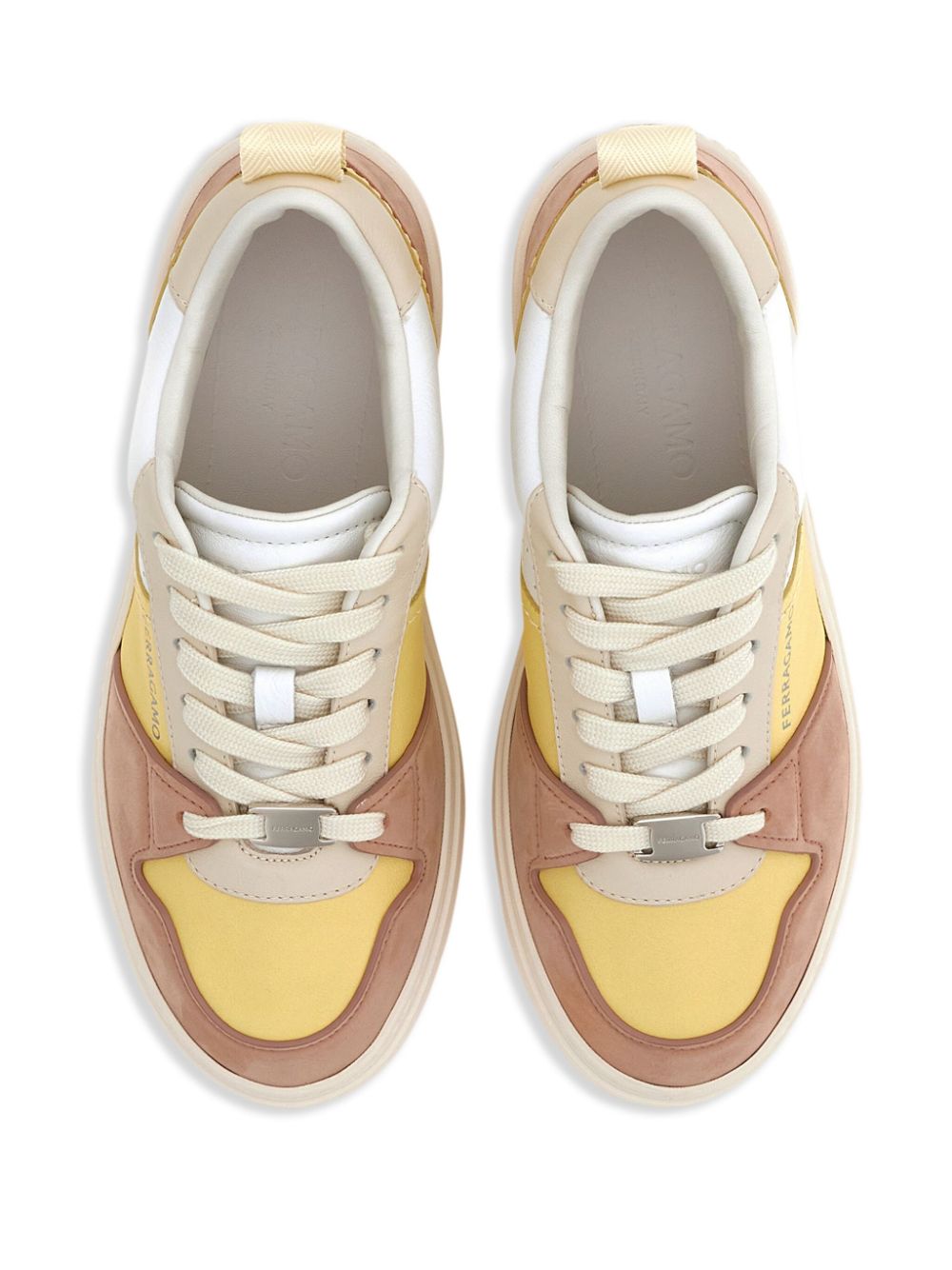 Ferragamo contrast-panel leather sneakers Pink