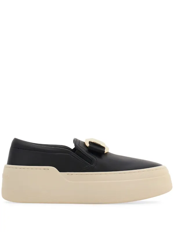 Ferragamo New Vara Plate slip on Sneakers Black FARFETCH