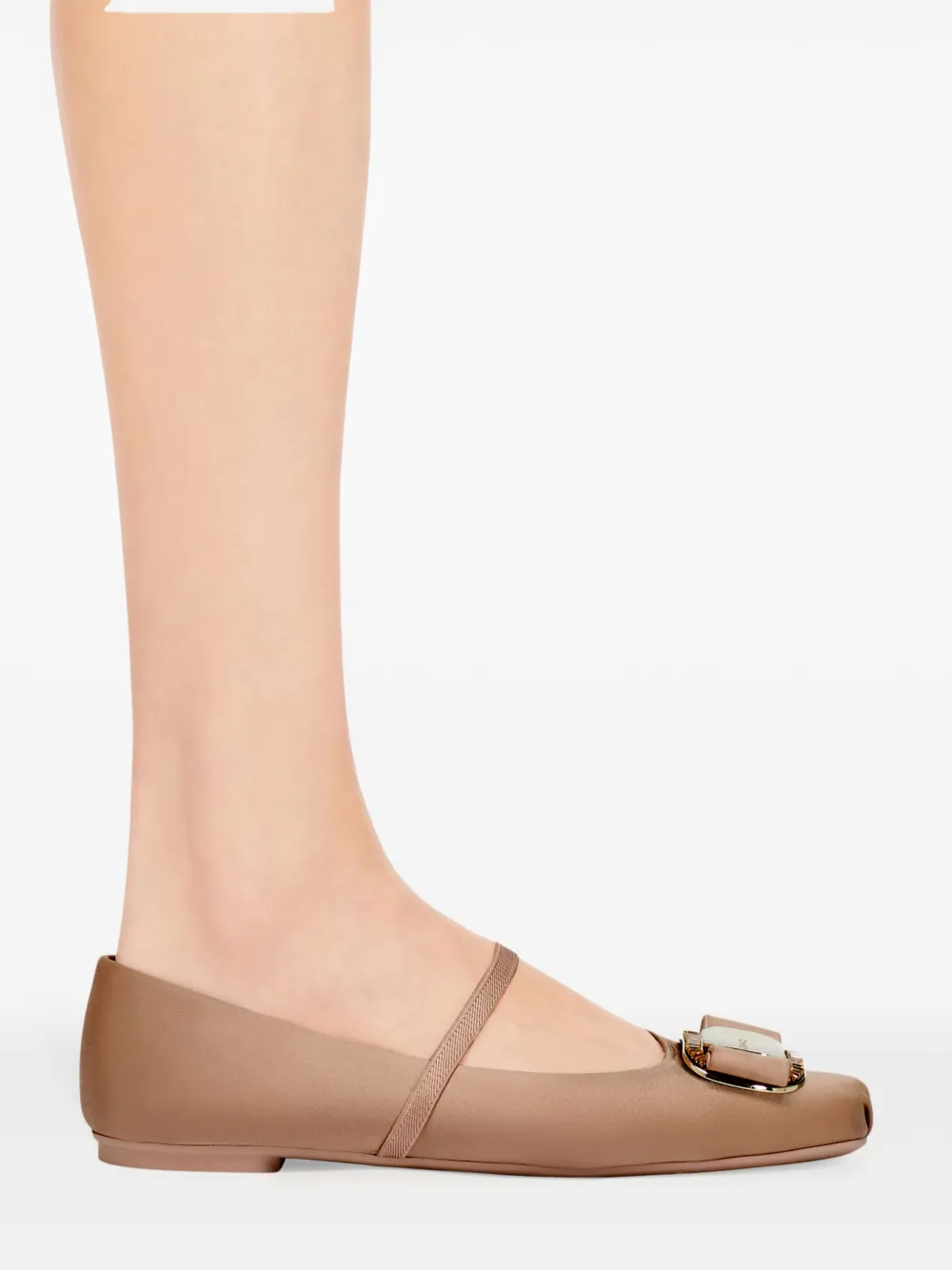 Ferragamo New Vara Plate Ballet Flat In Pink