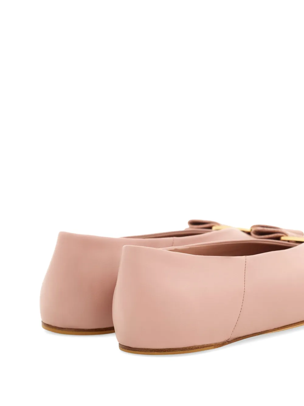 Ferragamo Light Pink Leather Ballet Flats In Pink