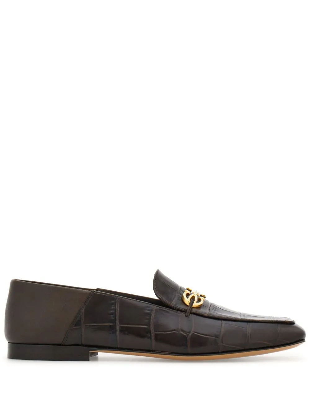 Ferragamo Gancini Leather Loafers In Brown