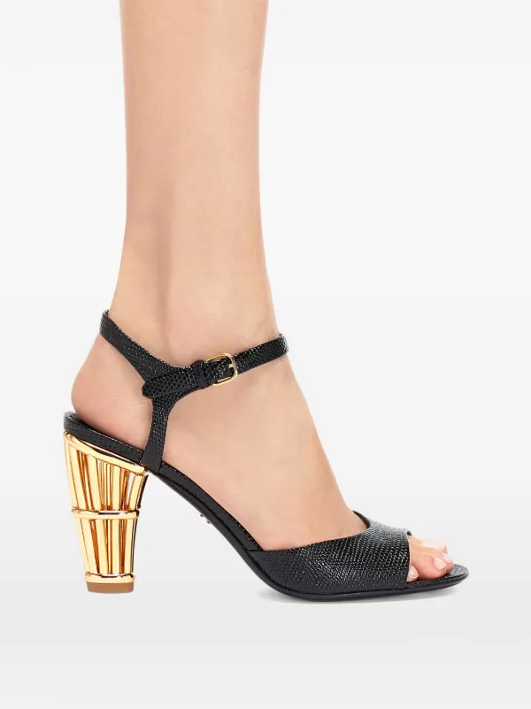 直営店☆Ferragamo☆ Cage アンクルストラップ レザー サンダル Ferragamo Cage 85mm レザーサンダル | ブラック | FARFETCH JP